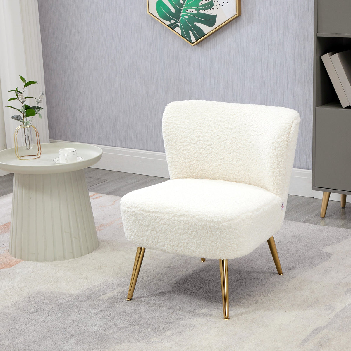 Lounge Chair for Bedroom Living Room Chair with Soft Upholstery and Gold Legs Pink