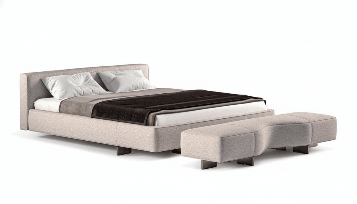 Genoa Upholstered Bed Frame with Sculpted Bench