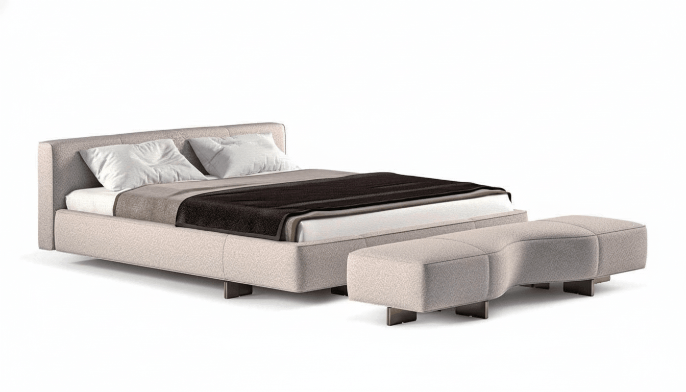 Genoa Upholstered Bed Frame with Sculpted Bench