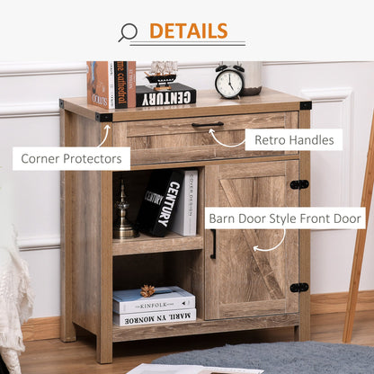Rustic Barn Door Storage Cabinet Modern Farmhouse Buffet Sideboard for Kitchen & Dining Room Dark Oak