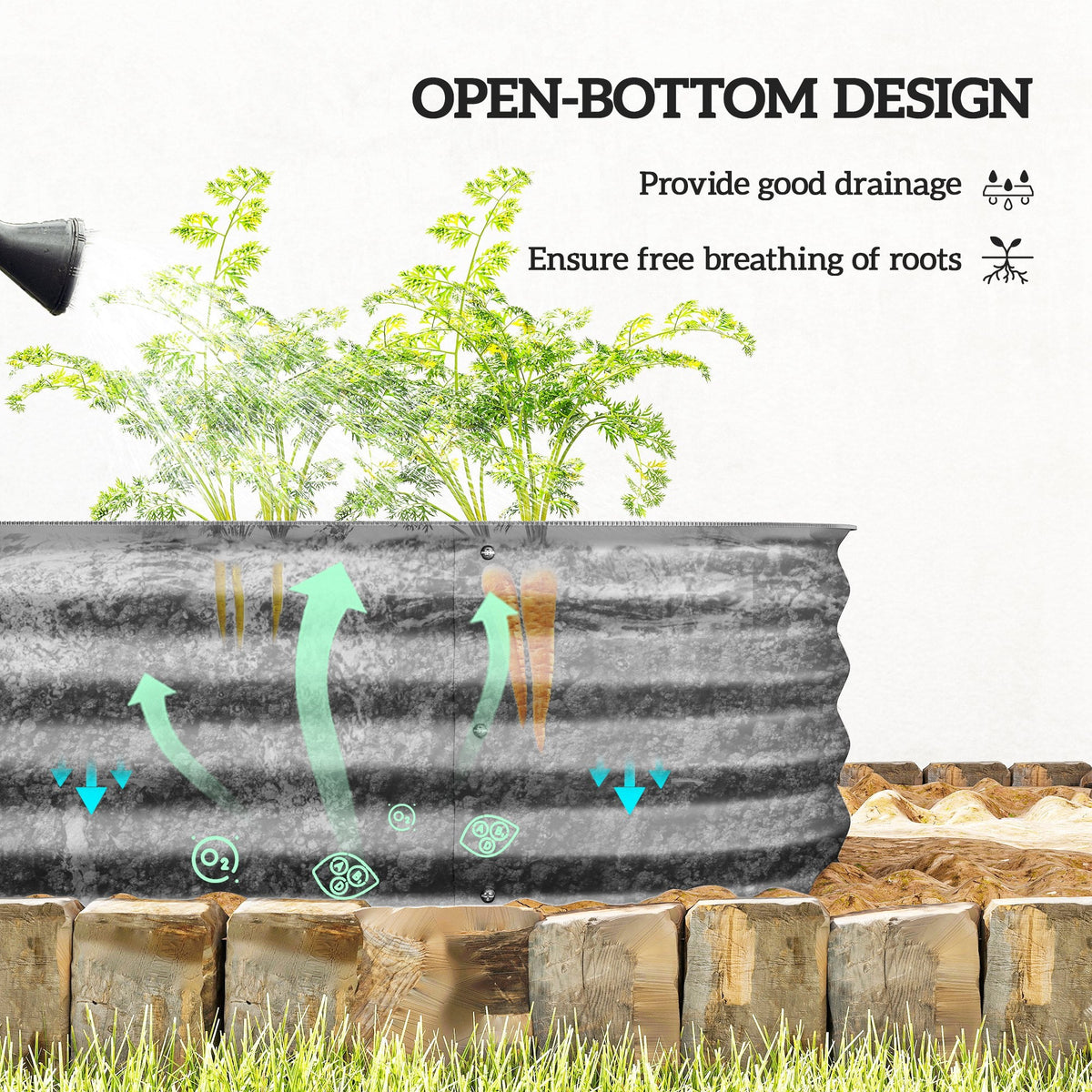4.9 x 2 x 1ft Galvanized Raised Garden Bed Kit, Metal Planter Box with Safety Edging, Black