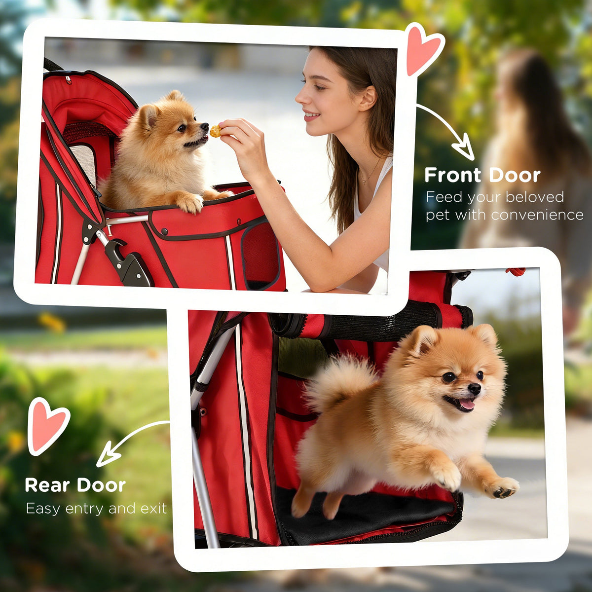 Pet Stroller with Reflective Strips, Foldable Cat Stroller with 360° Swivel Wheels for Small Dogs and Cats, Blue