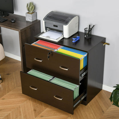 2 Drawer File Cabinet with Lock, Office Filing Cabinet, Hanging Bar for Letter Size, Home Office, Grey