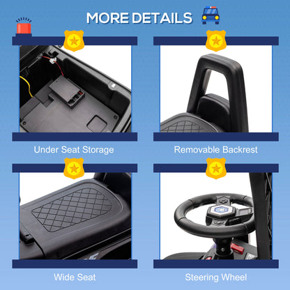 Kids Ride On Sliding Car with Hidden Under Seat Storage, Foot-to-Floor Design, Black