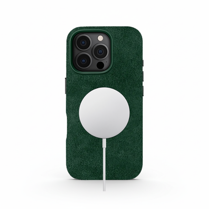 Green Alcantara Case For iPhone 16 Pro