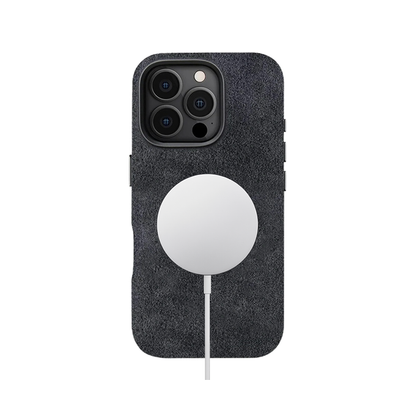 Grey Alcantara Case For iPhone 16 Pro