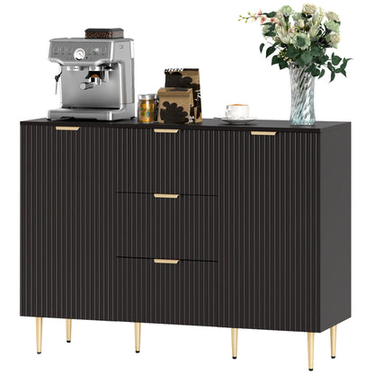 Ellis Modern Kitchen Buffet/Hallway Cabinet with 3 Drawers-Black