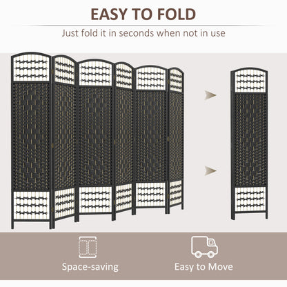4 Panel Folding Room Divider, Portable Privacy Screen, Wave Fiber Room Partition for Home Office, Black