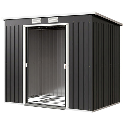 7' x 4' Galvanised Steel Garden Shed, with Foundation Kit - Green