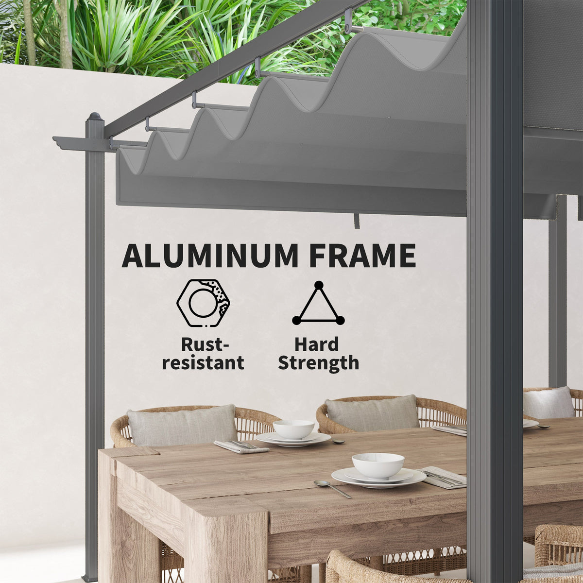 11.7' x 19.6' Retractable Pergola Canopy, Aluminum Pergola for Grill, Patio, Garden, Deck