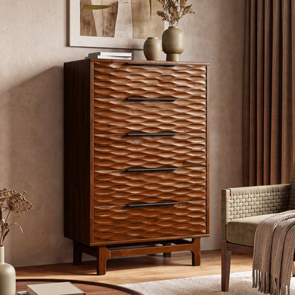 Elara Solid Wood Dresser with 5 Drawers