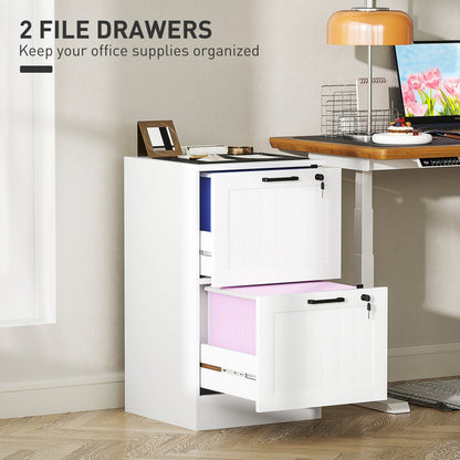 2 Drawer Filing Cabinet with Lock, Office Storage Cabinet with Adjustable Hanging Bars for A4 Letter Size Files, Black