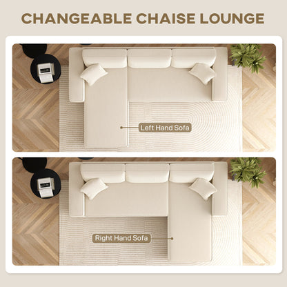 Ronny Reversible Sectional with Changeable Chaise-Cream White