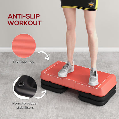 Adjustable Aerobic Stepper, 3-Level with Risers 4", 6", 8" Exercise Step Platform for Home Gym Fitness Workout, 330lbs Weight Capacity, Grey