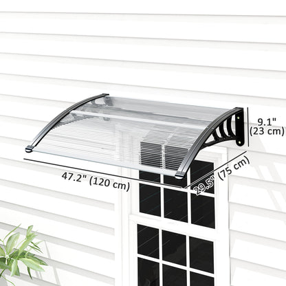 Window Awning Door Canopy, Polycarbonate Cover Patio Awnings, 30" x 50", Brown