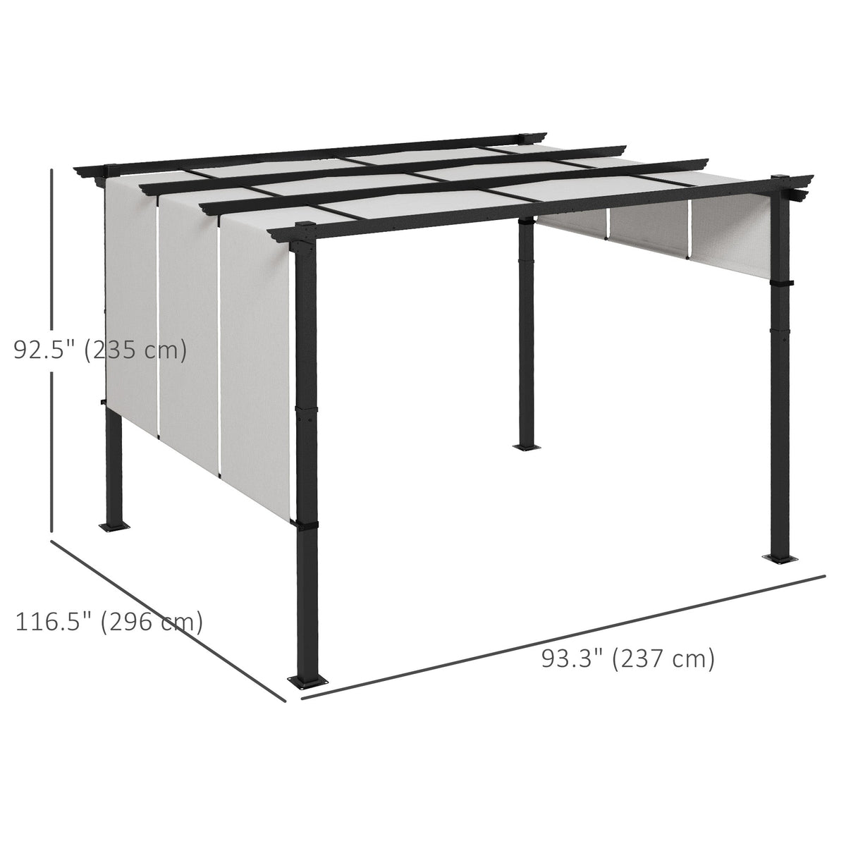 10' x 10' Metal Pergola, Outdoor Pergola with Retractable Canopy, for Garden, Patio, Backyard, Deck, Charcoal Grey