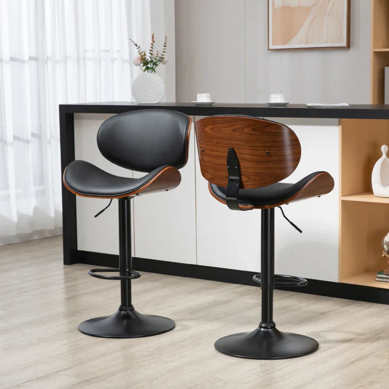 Alpine Modern Adjustable Counter/Bar Stools with Swivel Seat-Set of 2-Black