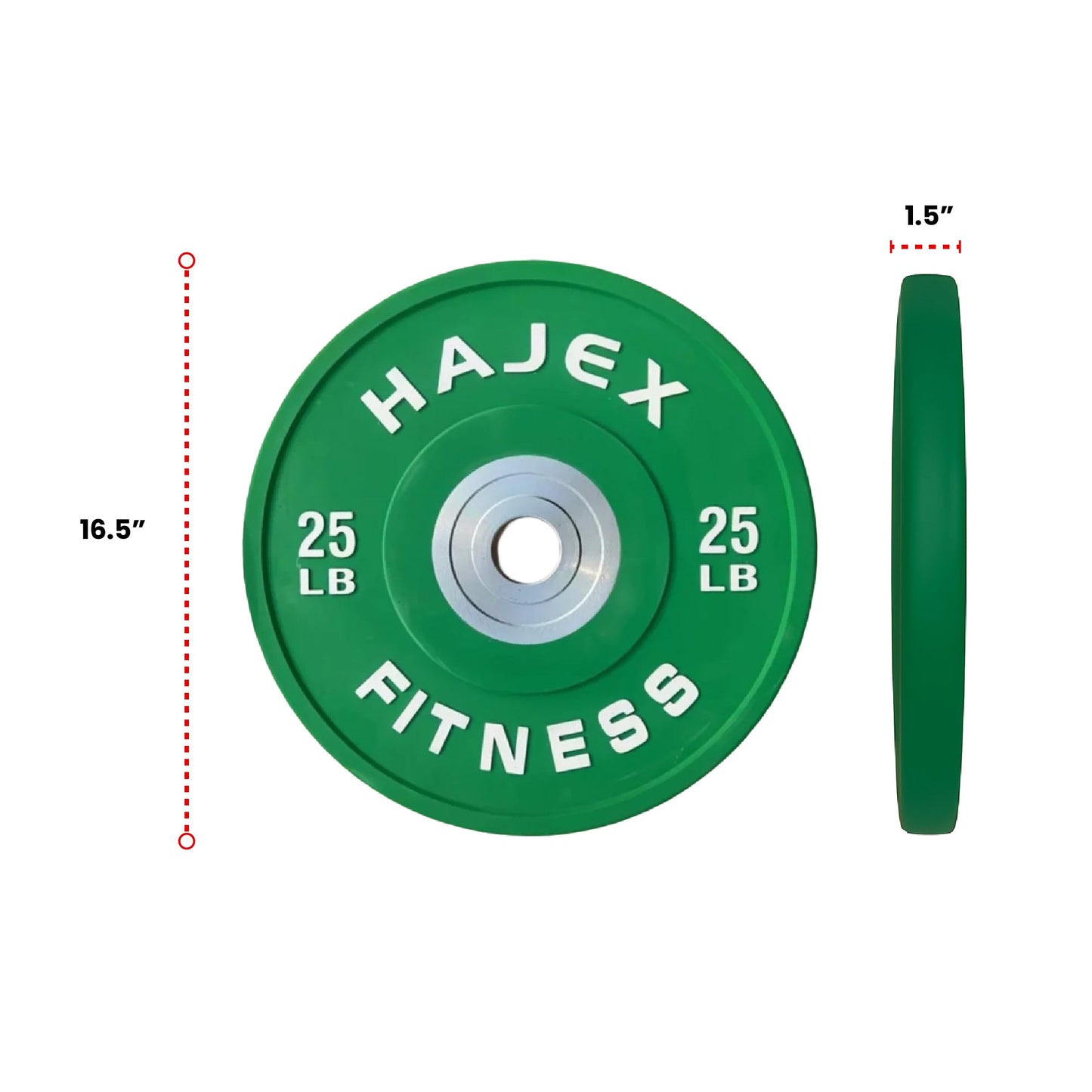 HAJEX Olympic Competition Steel Hub Bumper Plates Colored - 15, 25, 35, 45, 55 LB