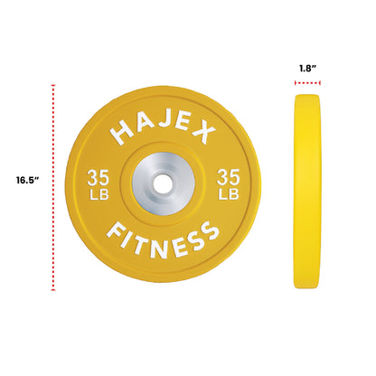 HAJEX Olympic Competition Steel Hub Bumper Plates Colored - 15, 25, 35, 45, 55 LB