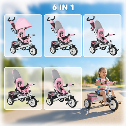 6 in 1 Tricycle for Toddler 1-5 Years with Parent-Push Handle, Dark Blue