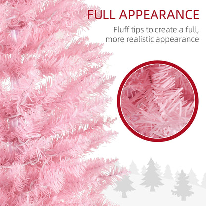 6' Pre Lit Artificial Pencil Christmas Trees, Xmas Tree with Realistic Branches and Warm White LED Lights, Green