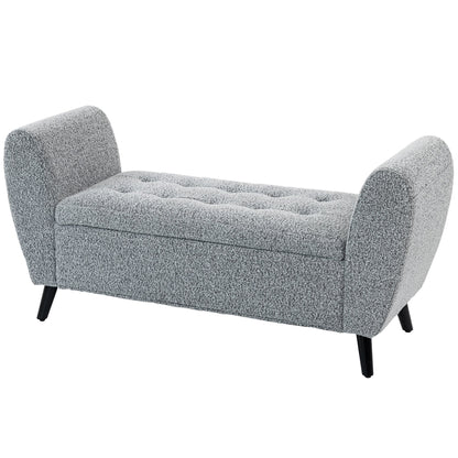 Upholstered Storage Bench with Arms, Modern Ottoman Bench for Bedroom, Entryway, and Living Room, Black