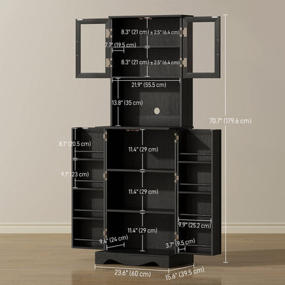 71" Kitchen Pantry Cabinet, Freestanding Kitchen Hutch with 8 Door Shelves, Adjustable Shelf and Acrylic Doors, Black