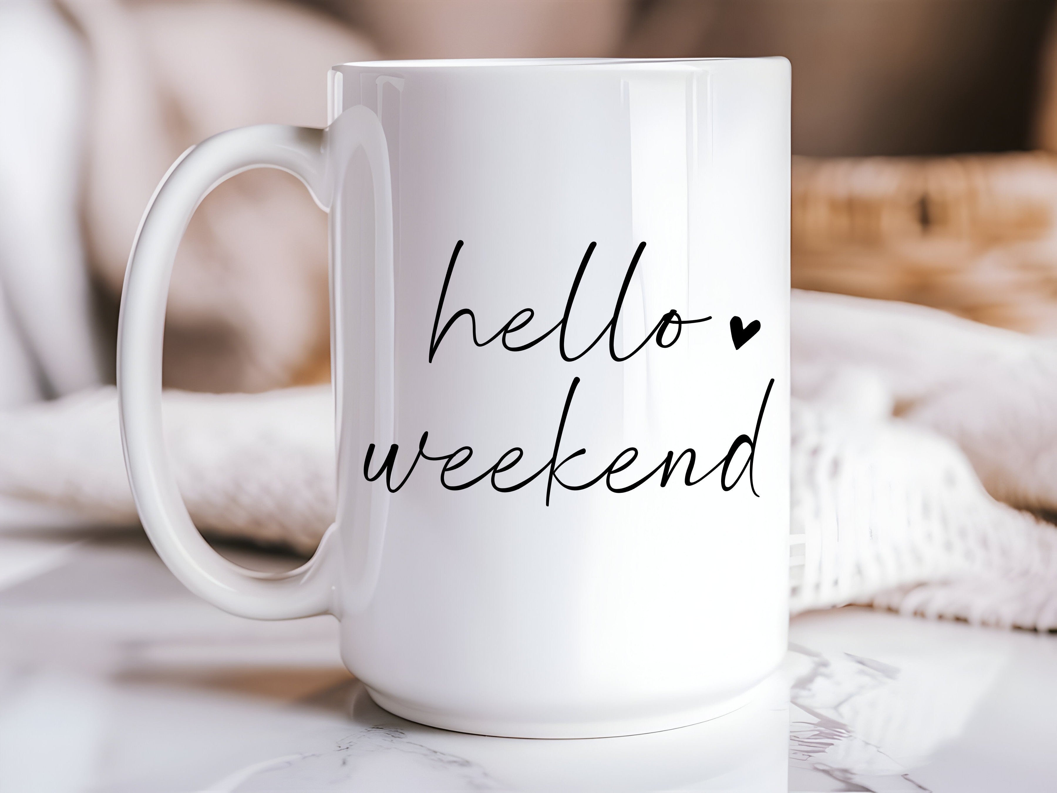 Hello Weekend Mug — Fun Coffee Mug for Relaxing Weekends - Royal Eagles Promise of Peace