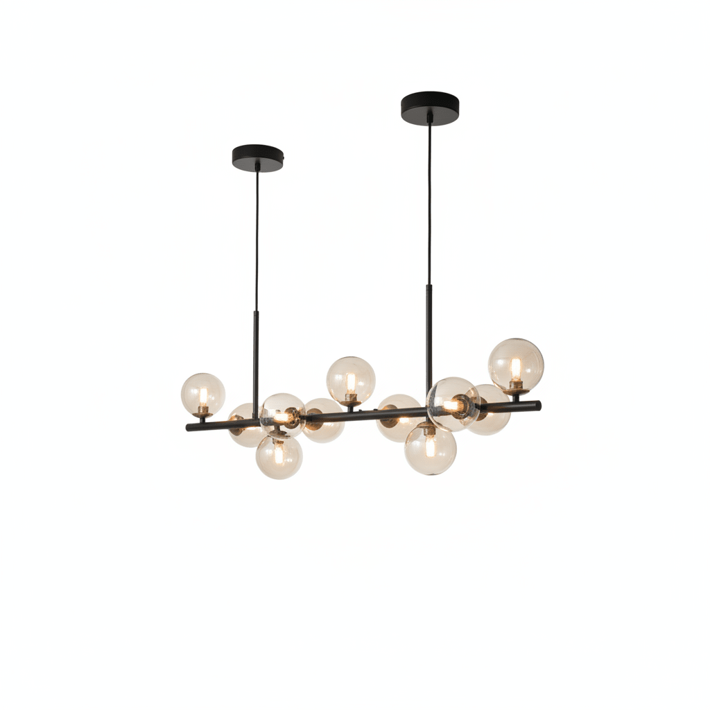 Horizon Bar Pendant with Smoked Globes