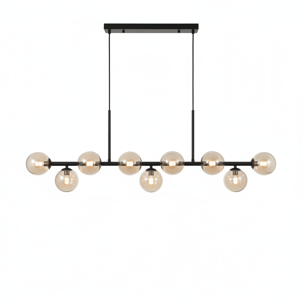 Horizon Bar Pendant with Smoked Globes