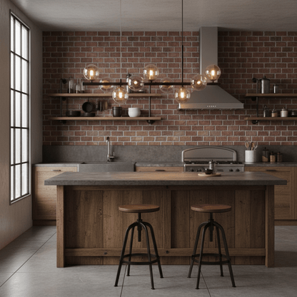 Horizon Bar Pendant with Smoked Globes