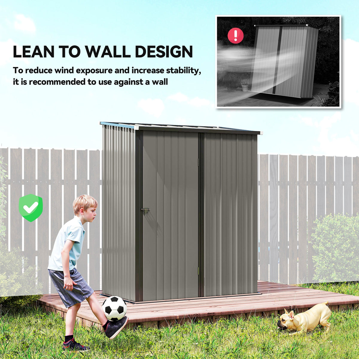 5' x 3' Outdoor Storage Shed, Steel Garden Shed with Single Lockable Door, Tool Storage Shed for Backyard, Black