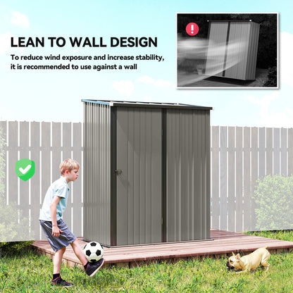 5' x 3' Outdoor Storage Shed, Steel Garden Shed with Single Lockable Door, Tool Storage Shed for Backyard, Black