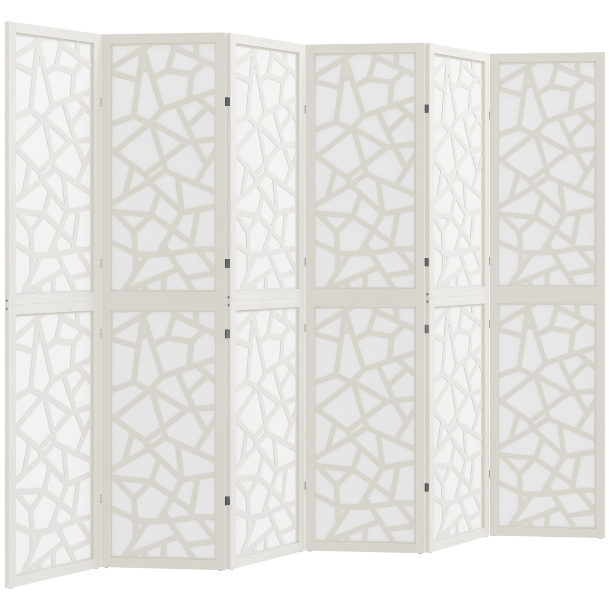 4 Panel Room Divider, 5.6 FT Lightweight Folding Privacy Screen with Geometric Pattern for Living Room, Bedroom, Black