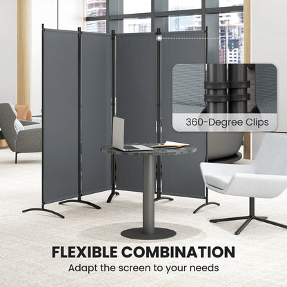 Folding Room Divider, Privacy Screen for Home Office Bedroom, 5.6FT Tall, Dark Grey