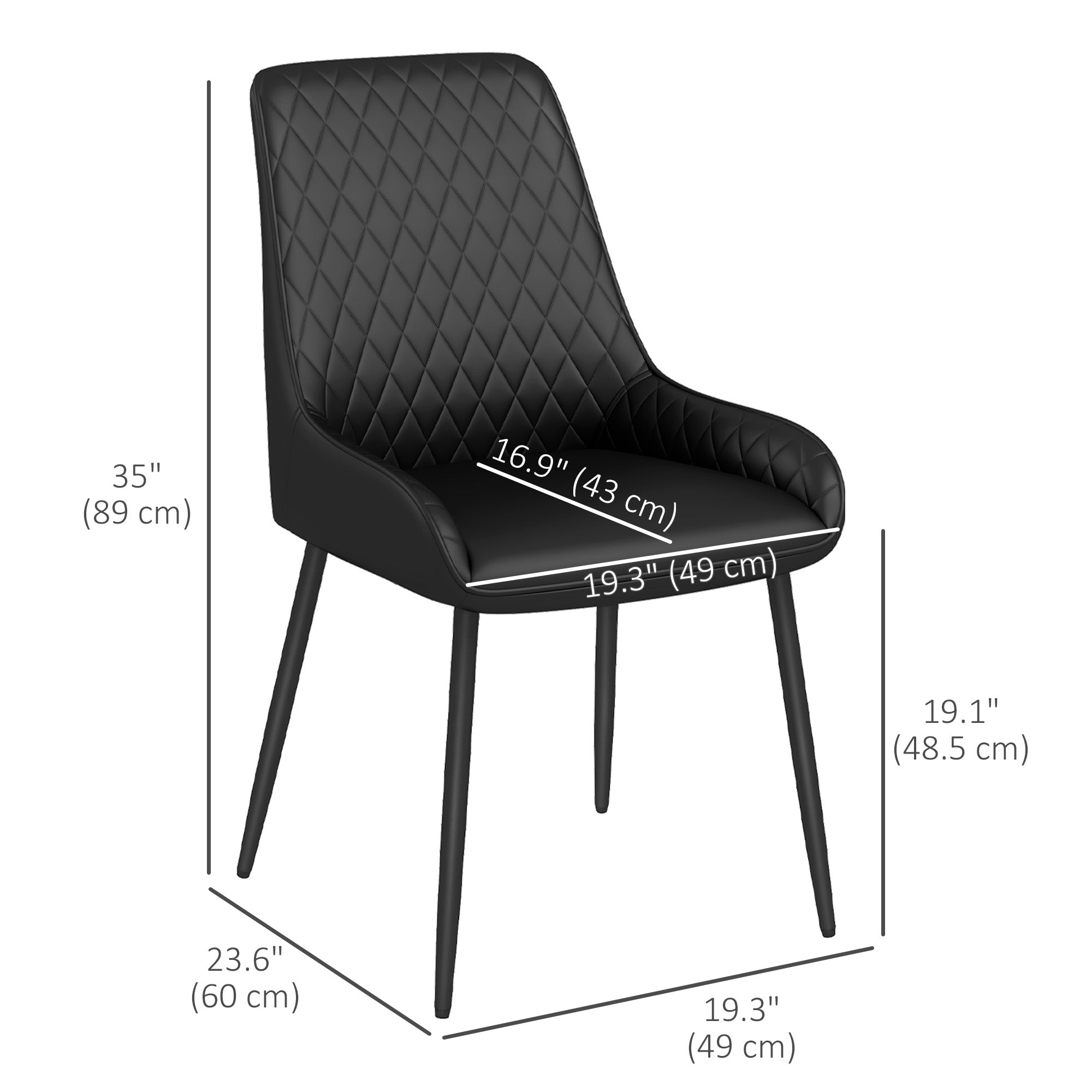 Blake Vegan Leather Modern Dining Chairs with Diamond Tufting-Set of 4-Black