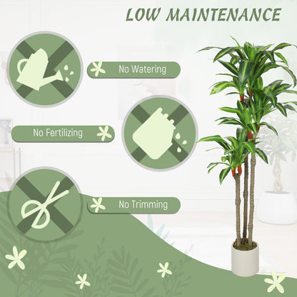 4FT Dracaena Fake Plant, Artificial Plant with Bendable Trunks for Home Office Decor, Green