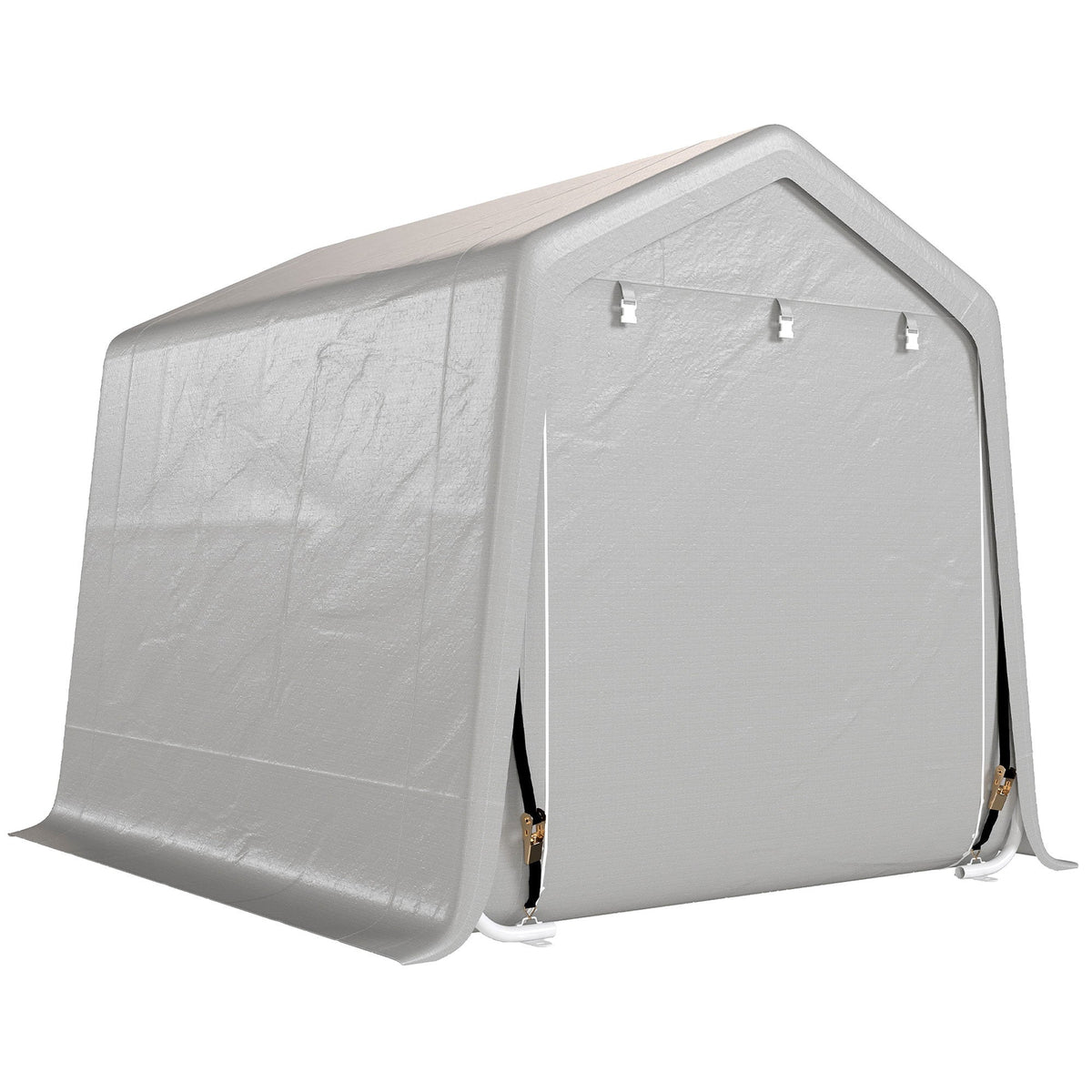 7.9' x 6.6' Garden Storage Tent, Patio Storage Shelter w/ Metal Frame and Double Zipper Doors, Dark Grey