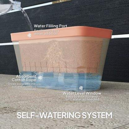 3 Pack Self Watering Flower Pots, 10.5 Inch Planter Box with Water Level Indicator for Vegetables, Succulents Plants