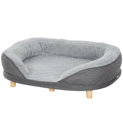 Pet Sofa Bed for Large Dogs with Removable Cushion, Washable Cover, Anti-slip Foot Pads, Grey