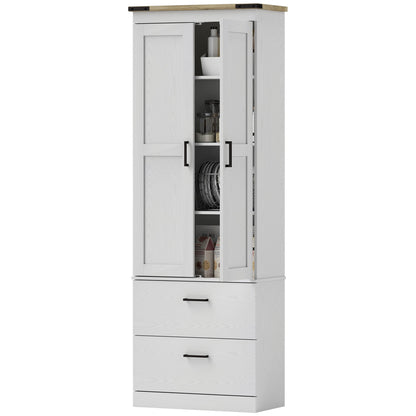 67" Tall Kitchen Pantry Storage Cabinet, Kitchen Pantry Cabinet with Doors, Drawers and Adjustable Shelves, Black
