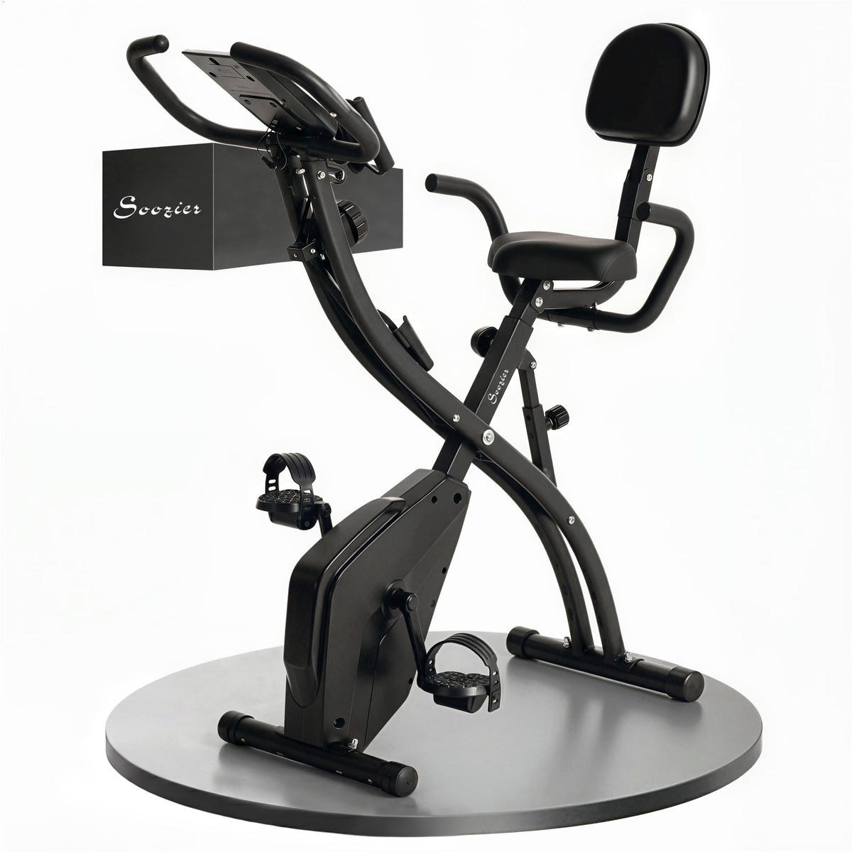 3 in 1 Folding Exercise Bike, Foldable Stationary Bike with 8-Level Magnetic Resistance, Adjustable Seat, Black