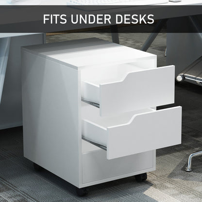 3 Drawer File Cabinet, Mobile Vertical Filing Cabinet with Wheels, Printer Stand with Storage for Home Office, Oak