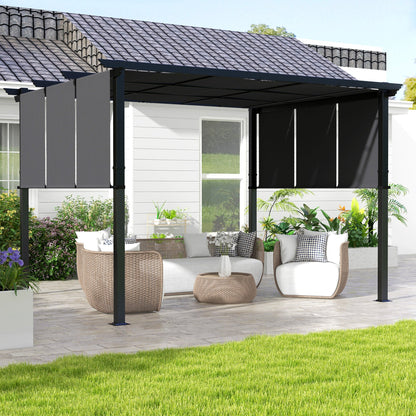 10' x 10' Metal Pergola, Outdoor Pergola with Retractable Canopy, for Garden, Patio, Backyard, Deck, Charcoal Grey
