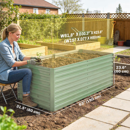 5' x 3' x 2' Raised Garden Bed, Galvanized Planter Box for Growing Flowers, Herbs and Vegetables, Black