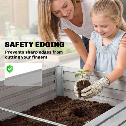 5' x 3' x 2' Raised Garden Bed, Galvanized Planter Box for Growing Flowers, Herbs and Vegetables, Black