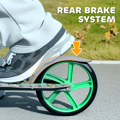 Kick Scooter for Kids Ages 6-12 with Adjustable Height, Rear-Fender Brake, 200mm Big Wheel, Foldable Design, Green