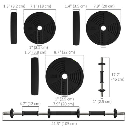 33LBS 2-in-1 Adjustable Barbell & Dumbbells Set, Weights Set with Non-slip Handles for Men and Women Home Gym Training