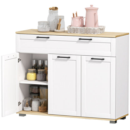 Sideboard Buffet Cabinet, Modern 40" Coffee Bar Cabinet with Wide Drawer, 3 Doors and 2 Adjustable Shelves, Black