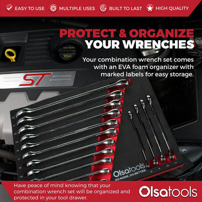 Premium 15-Piece Combination Wrench Set